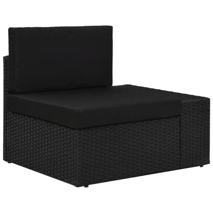 3-Delige Loungeset Poly Rattan Zwart Hoekbank (linkerarmleuning) + hoekbank (rechterarmleuning) + salontafel