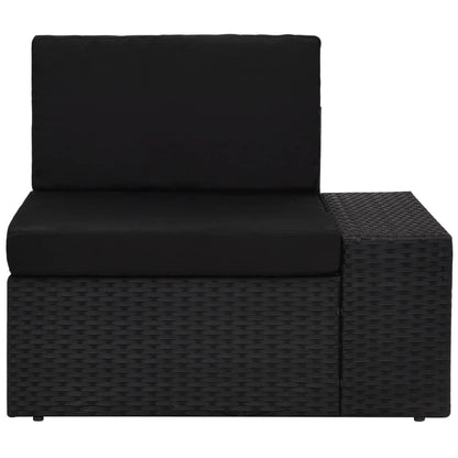 3-Delige Loungeset Poly Rattan Zwart Hoekbank (linkerarmleuning) + hoekbank (rechterarmleuning) + salontafel
