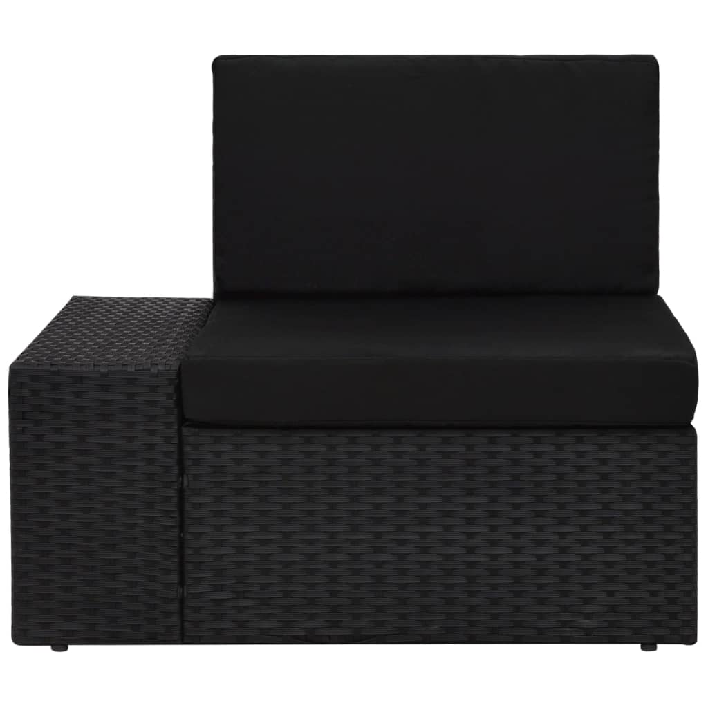 3-Delige Loungeset Poly Rattan Zwart Hoekbank (linkerarmleuning) + hoekbank (rechterarmleuning) + salontafel
