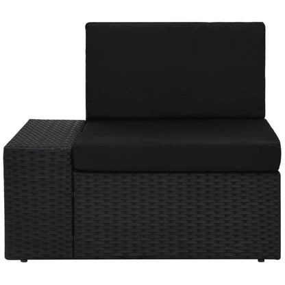 3-Delige Loungeset Poly Rattan Zwart Hoekbank (linkerarmleuning) + hoekbank (rechterarmleuning) + salontafel