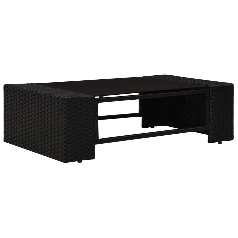 3-Delige Loungeset Poly Rattan Zwart Hoekbank (linkerarmleuning) + hoekbank (rechterarmleuning) + salontafel