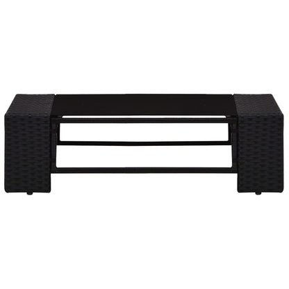 3-Delige Loungeset Poly Rattan Zwart Hoekbank (linkerarmleuning) + hoekbank (rechterarmleuning) + salontafel