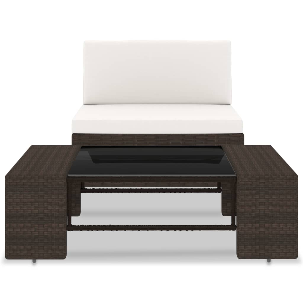 2-Delige Loungeset Poly Rattan Bruin Middenbank + salontafel