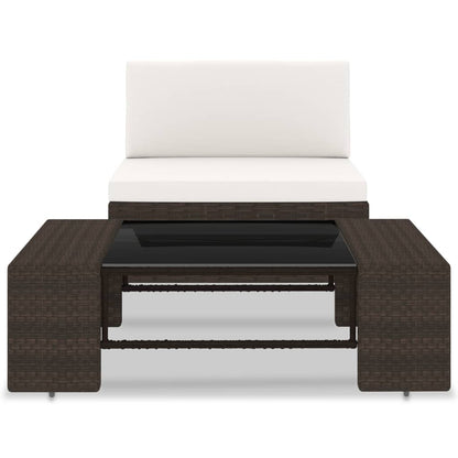 2-Delige Loungeset Poly Rattan Bruin Middenbank + salontafel