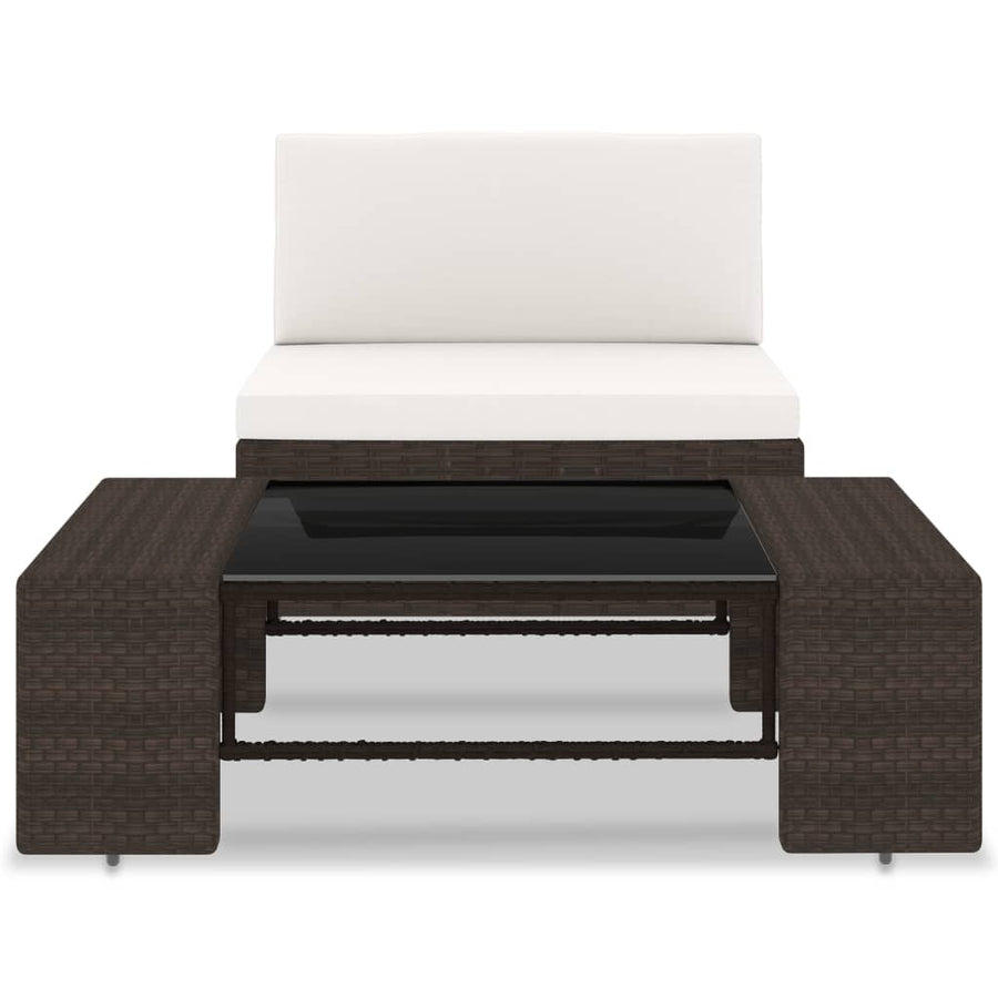 2-Delige Loungeset Poly Rattan Bruin Middenbank + salontafel