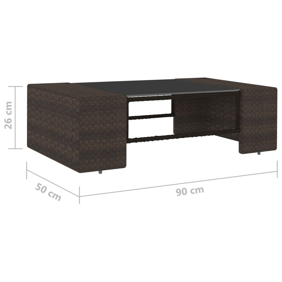 2-Delige Loungeset Poly Rattan Bruin Middenbank + salontafel