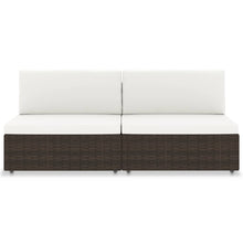 Tweezitsbank sectioneel poly rattan bruin