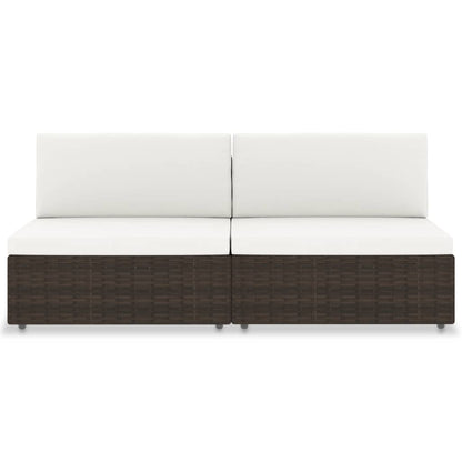 Tweezitsbank sectioneel poly rattan bruin