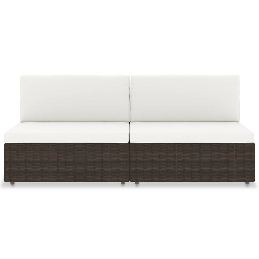 Tweezitsbank sectioneel poly rattan bruin