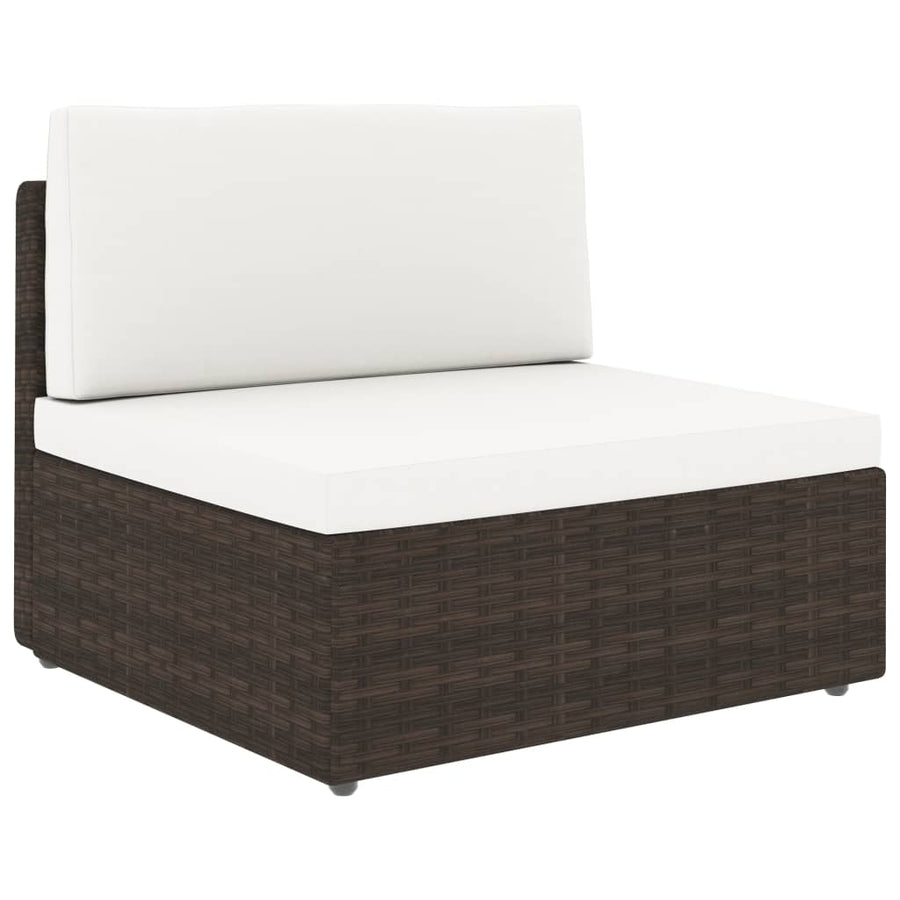 Tweezitsbank sectioneel poly rattan bruin