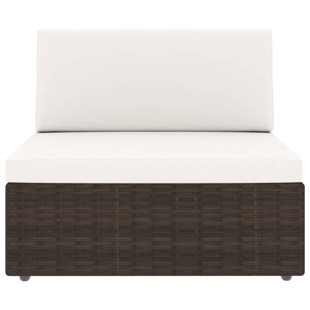 Tweezitsbank sectioneel poly rattan bruin