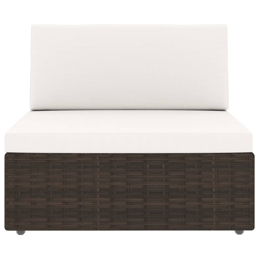 Tweezitsbank sectioneel poly rattan bruin