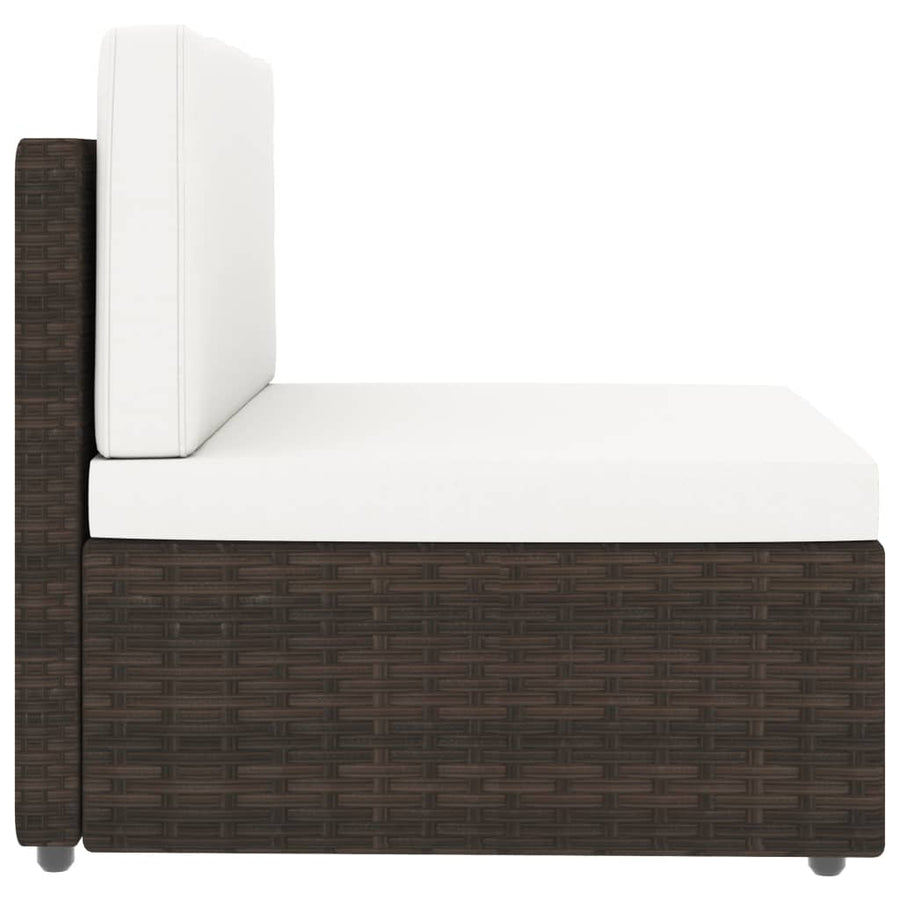 Tweezitsbank sectioneel poly rattan bruin