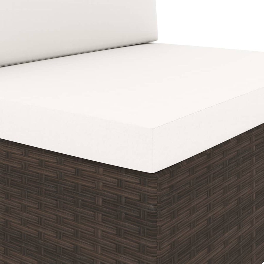 Tweezitsbank sectioneel poly rattan bruin