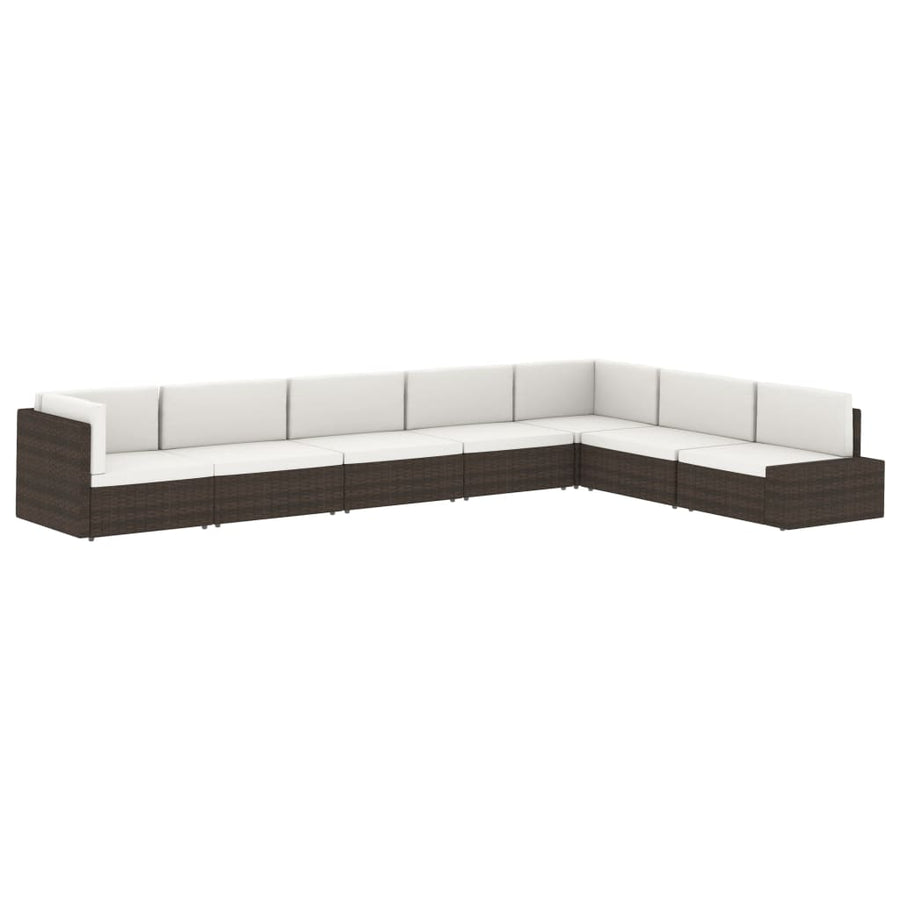 Tweezitsbank sectioneel poly rattan bruin