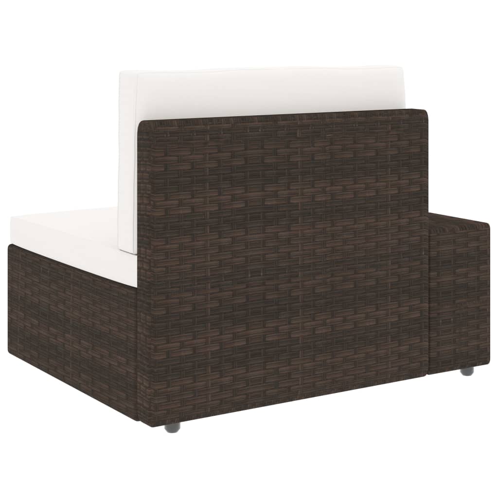 Tweezitsbank sectioneel poly rattan bruin