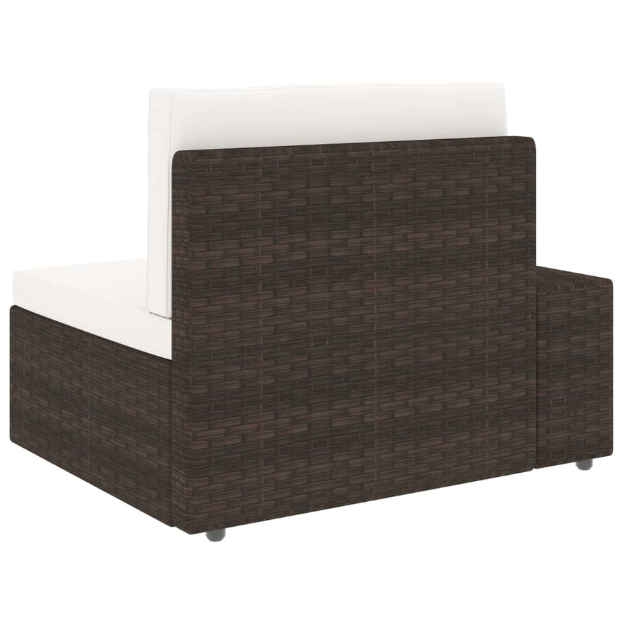 Tweezitsbank sectioneel poly rattan bruin