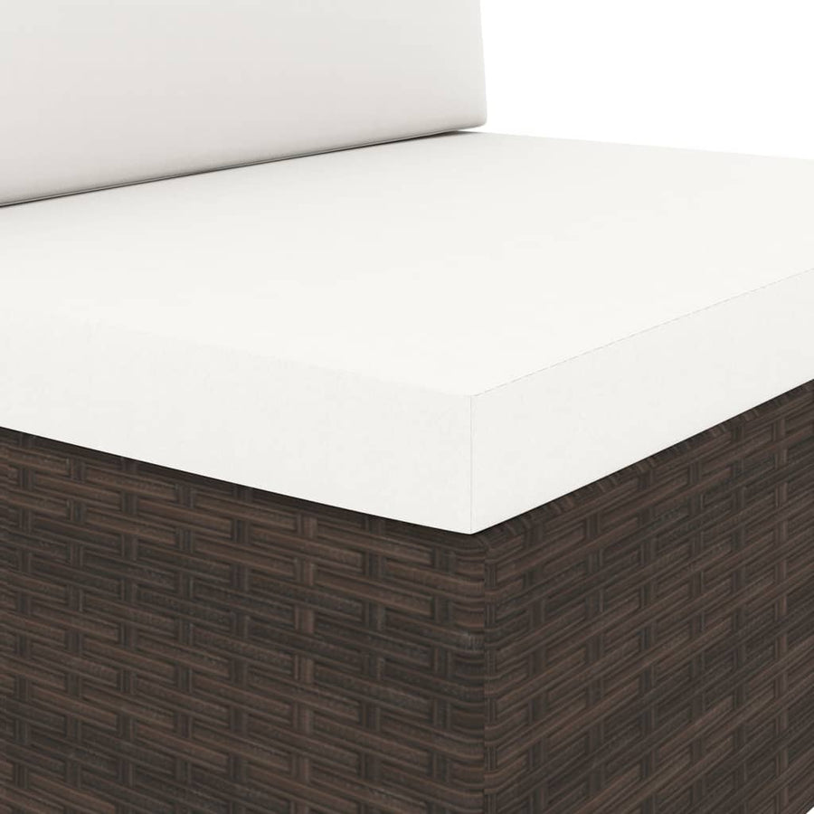 Tweezitsbank sectioneel poly rattan bruin