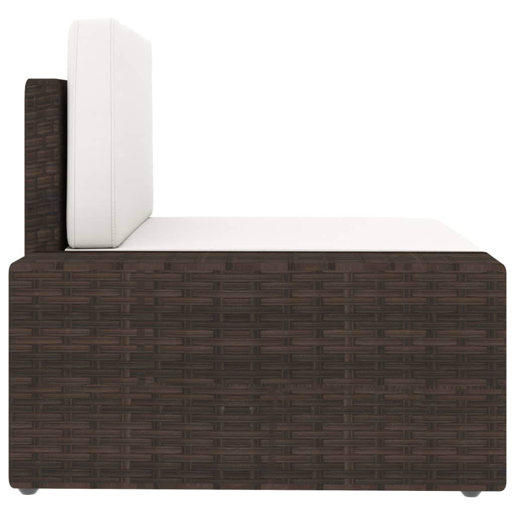 Tweezitsbank sectioneel poly rattan bruin
