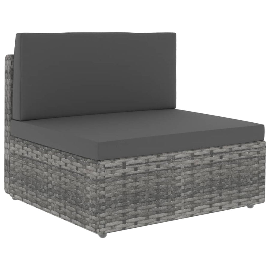 Middenbank sectioneel poly rattan grijs
