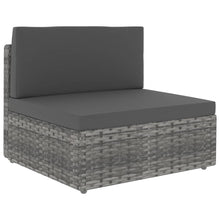 Middenbank sectioneel poly rattan grijs