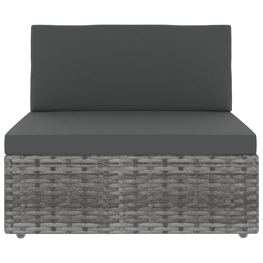 Middenbank sectioneel poly rattan grijs