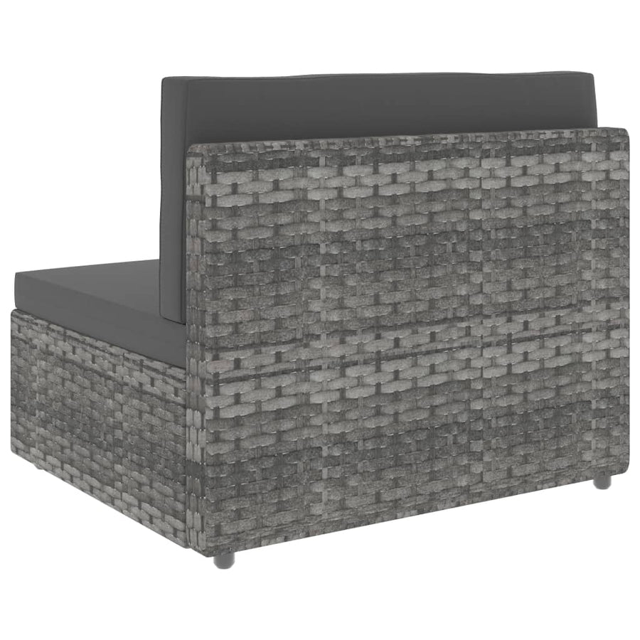 Middenbank sectioneel poly rattan grijs