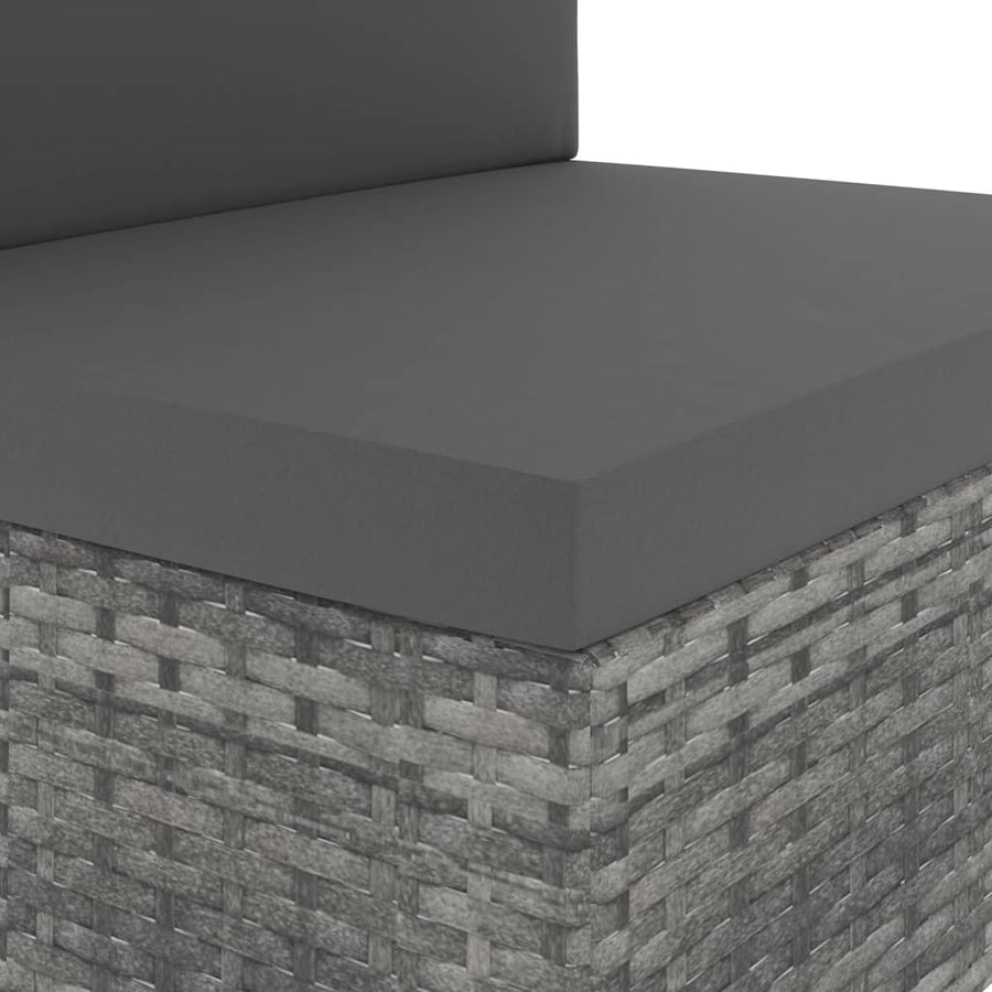 Middenbank sectioneel poly rattan grijs
