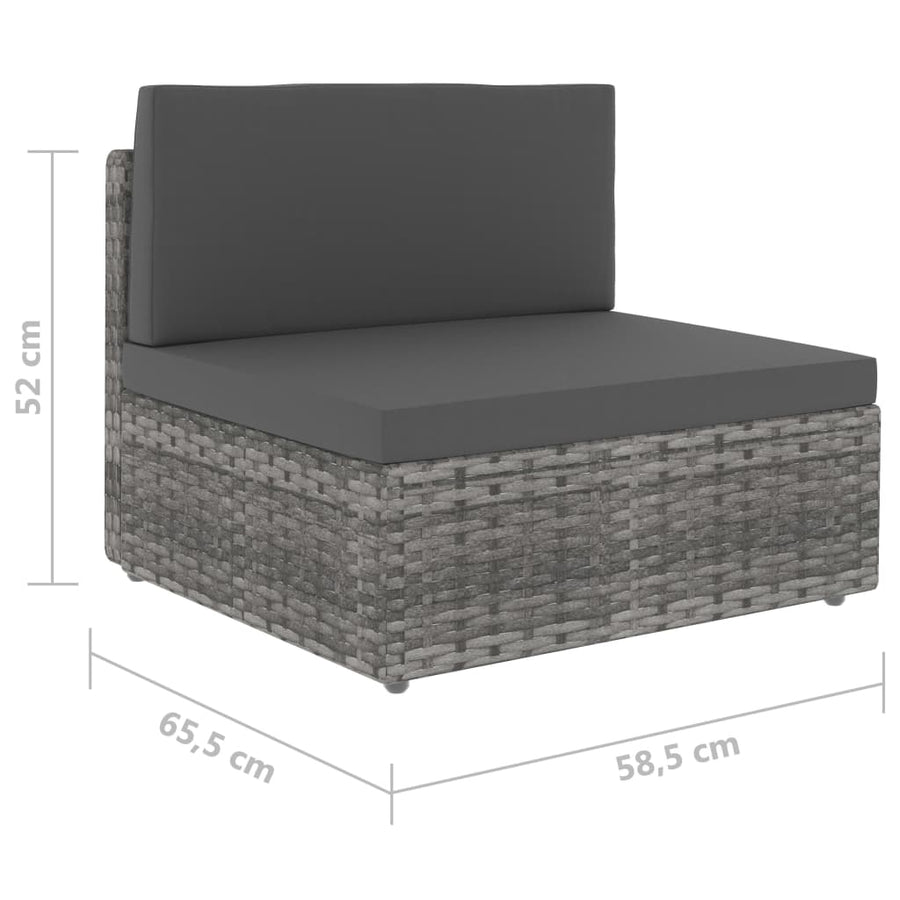 Middenbank sectioneel poly rattan grijs