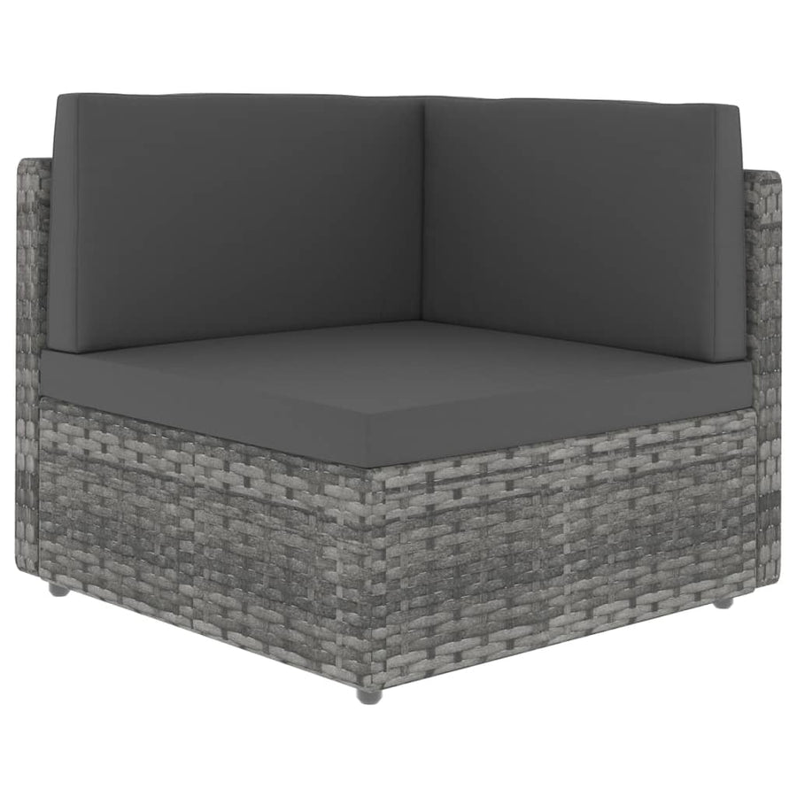 Hoekbank sectioneel poly rattan grijs