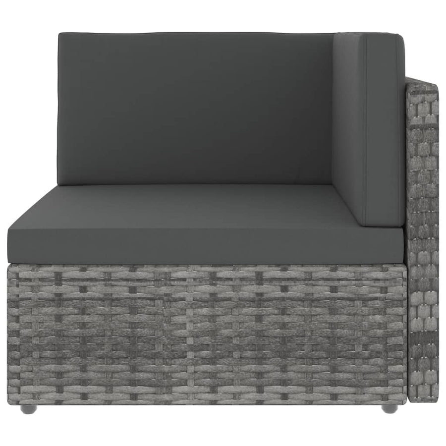 Hoekbank sectioneel poly rattan grijs