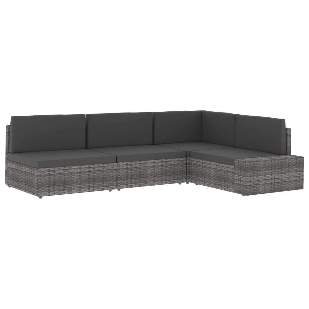 Hoekbank sectioneel poly rattan grijs
