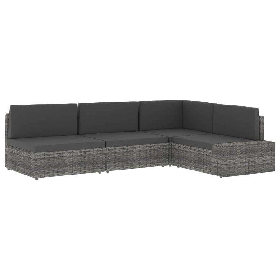 Hoekbank sectioneel poly rattan grijs