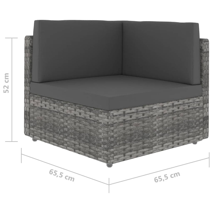 Hoekbank sectioneel poly rattan grijs