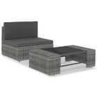 2-piece Loungeset poly rattan grey