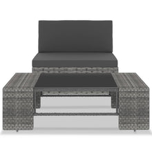 2-Delige Loungeset Poly Rattan Grijs Middenbank + salontafel