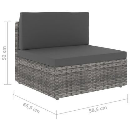 2-Delige Loungeset Poly Rattan Grijs Middenbank + salontafel