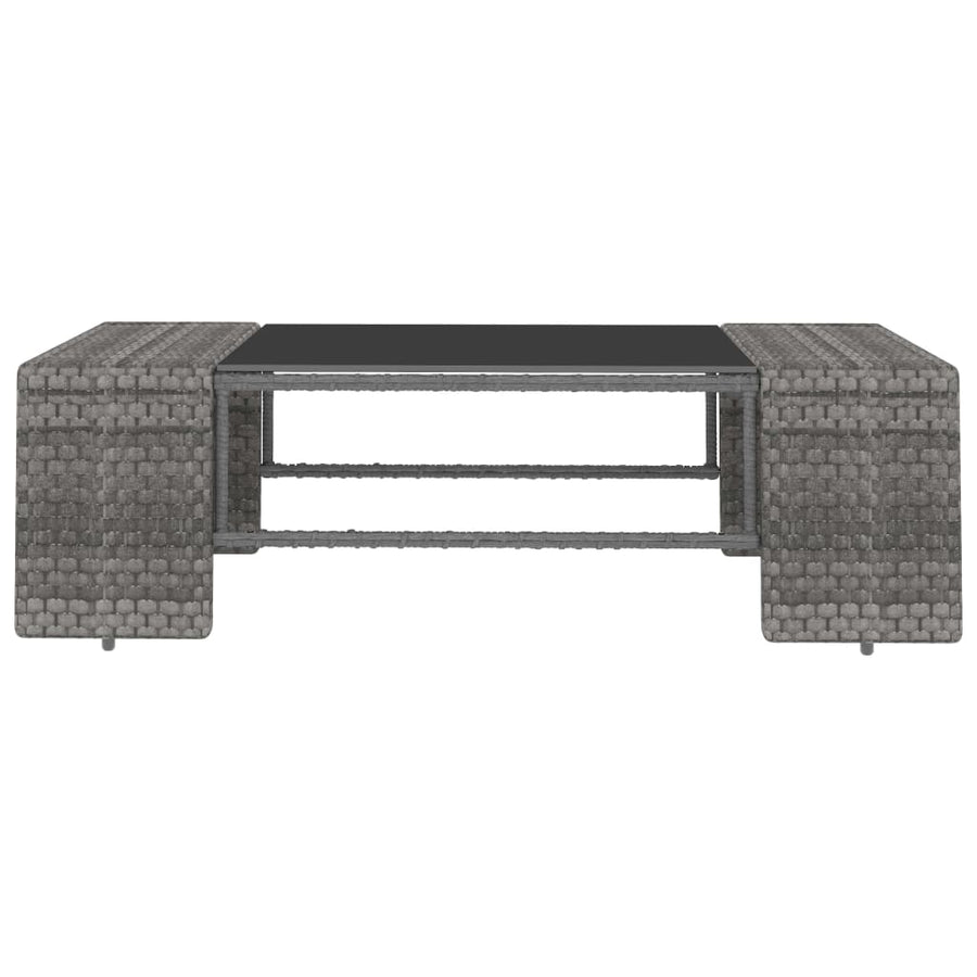 2-Delige Loungeset Poly Rattan Grijs Middenbank + salontafel