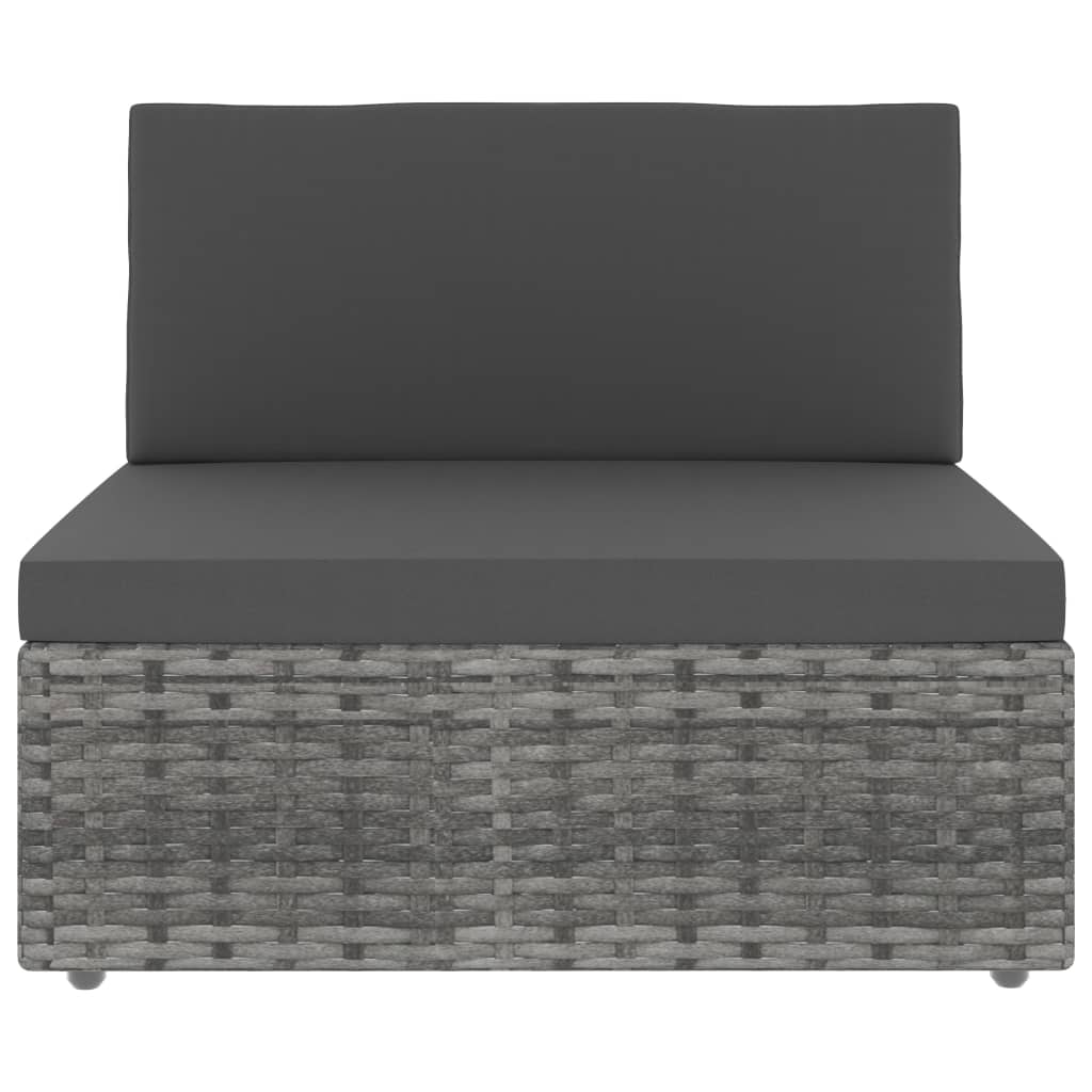 2-Delige Loungeset Poly Rattan Grijs Middenbank + salontafel