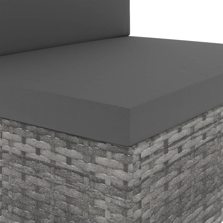 2-Delige Loungeset Poly Rattan Grijs Middenbank + salontafel