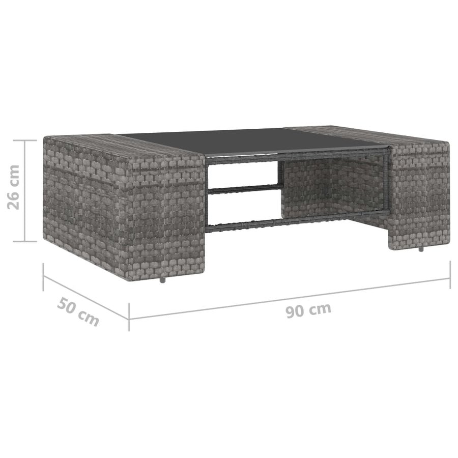 2-Delige Loungeset Poly Rattan Grijs Middenbank + salontafel