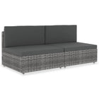 Two-seater sectional poly rattan sofa grey