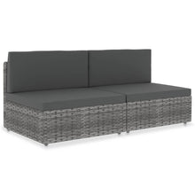 Tweezitsbank Sectioneel Poly Rattan Grijs 2 x middenbanken