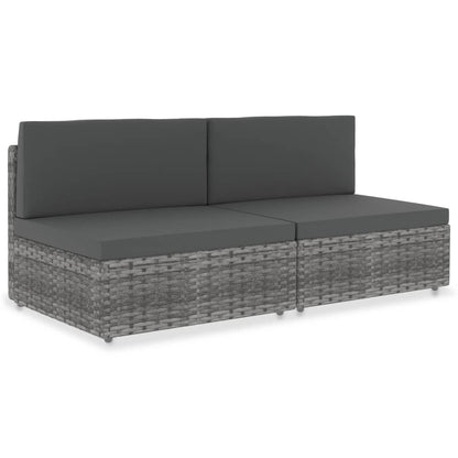 Tweezitsbank Sectioneel Poly Rattan Grijs 2 x middenbanken