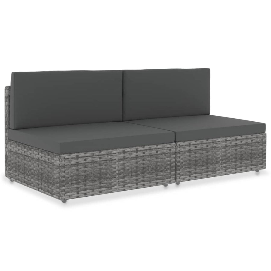 Tweezitsbank Sectioneel Poly Rattan Grijs 2 x middenbanken