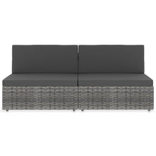 Tweezitsbank Sectioneel Poly Rattan Grijs 2 x middenbanken