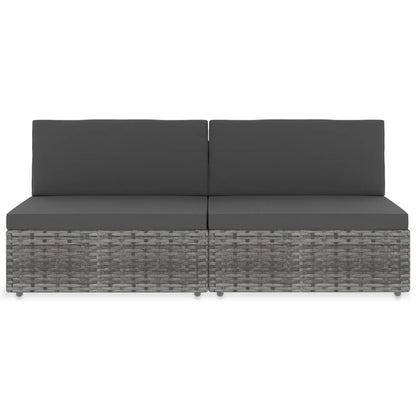 Tweezitsbank Sectioneel Poly Rattan Grijs 2 x middenbanken