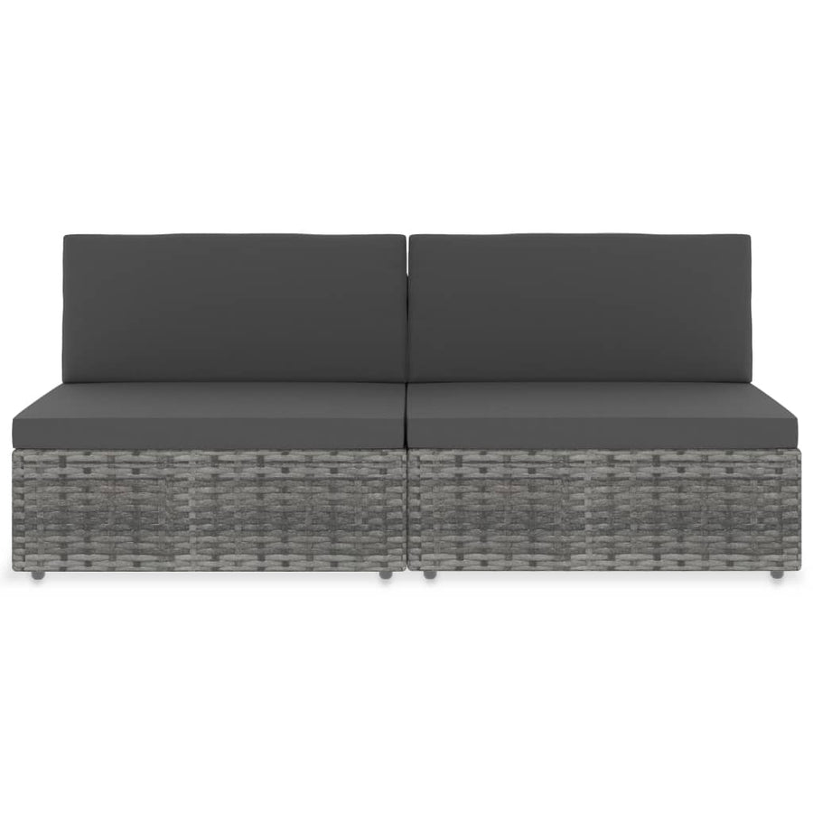 Tweezitsbank Sectioneel Poly Rattan Grijs 2 x middenbanken