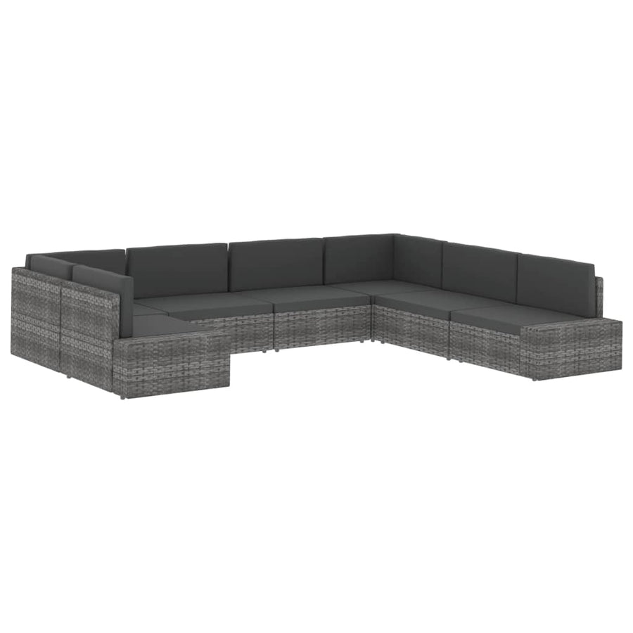 Tweezitsbank Sectioneel Poly Rattan Grijs 2 x middenbanken