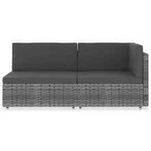 Tweezitsbank sectioneel poly rattan grijs